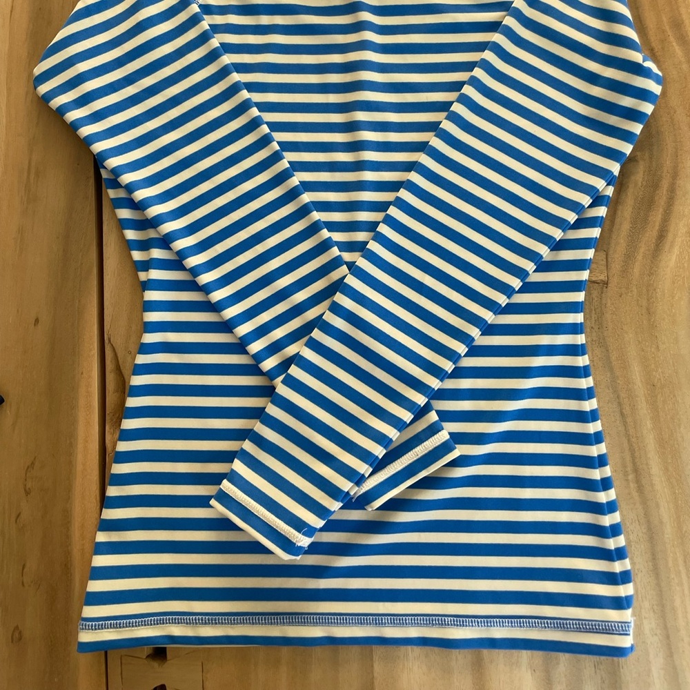 J. Crew Bright Blue and White Rashguard Swim Shirt